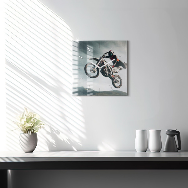 Square glass wall clock Motor Style Adrenaline