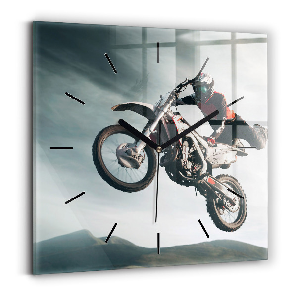 Square glass wall clock Motor Style Adrenaline