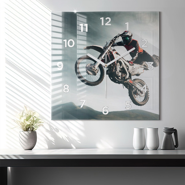 Square glass wall clock Motor Style Adrenaline