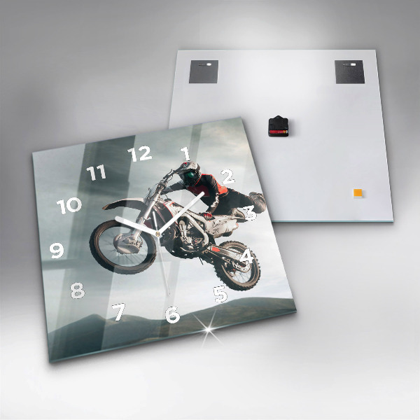 Square glass wall clock Motor Style Adrenaline