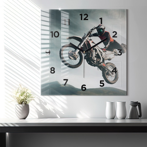 Square glass wall clock Motor Style Adrenaline