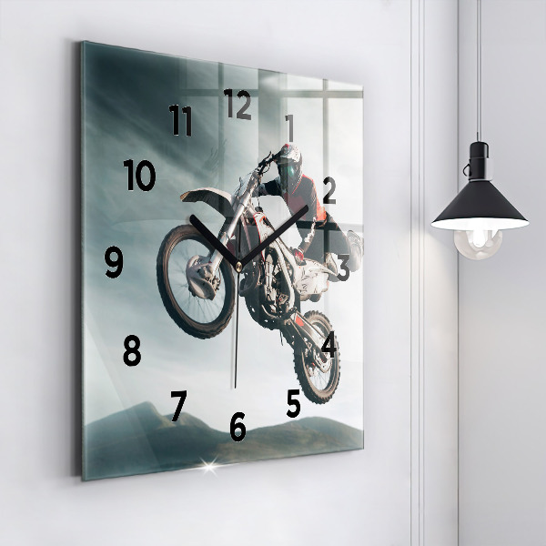 Square glass wall clock Motor Style Adrenaline