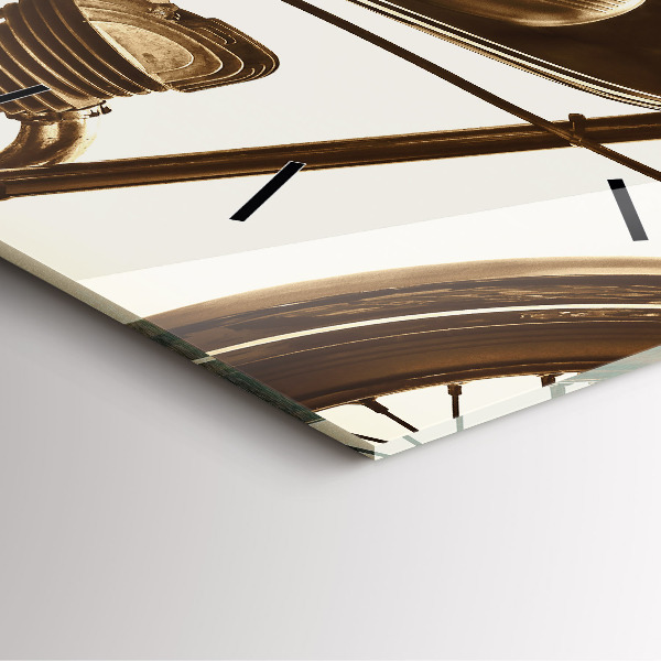 Square glass wall clock Vintage Motorcycle Sepia