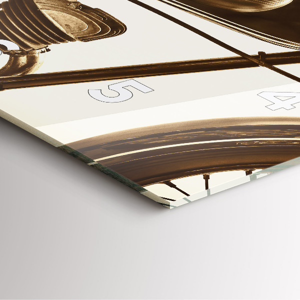 Square glass wall clock Vintage Motorcycle Sepia