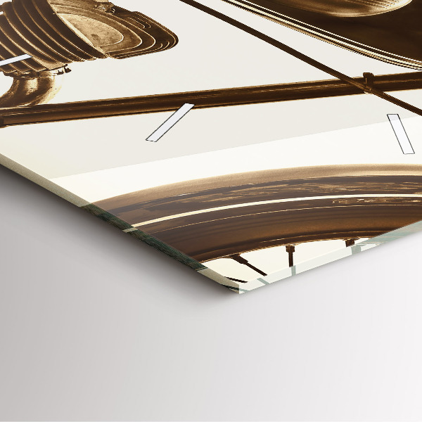 Square glass wall clock Vintage Motorcycle Sepia