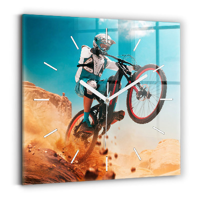 Square glass wall clock Stuntman and adrenaline