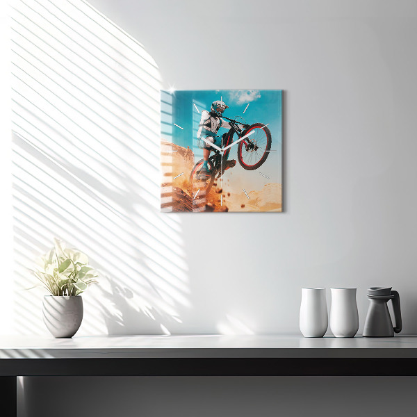 Square glass wall clock Stuntman and adrenaline