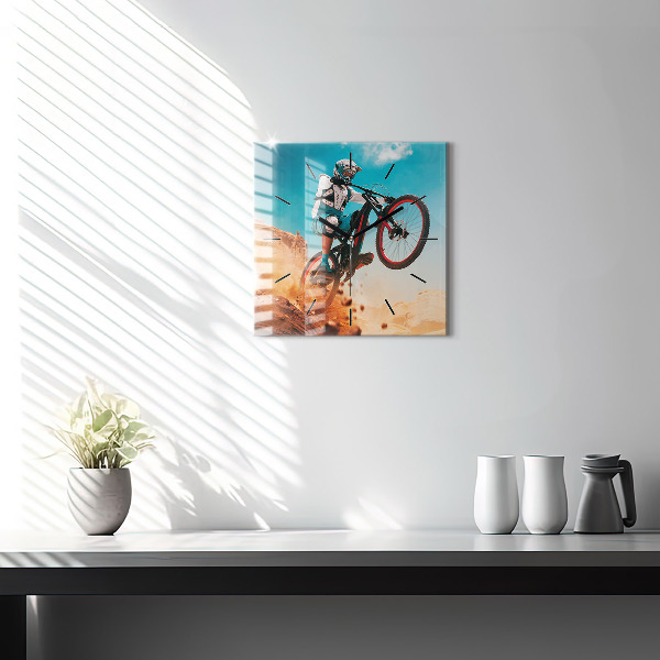 Square glass wall clock Stuntman and adrenaline