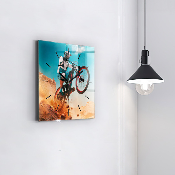 Square glass wall clock Stuntman and adrenaline
