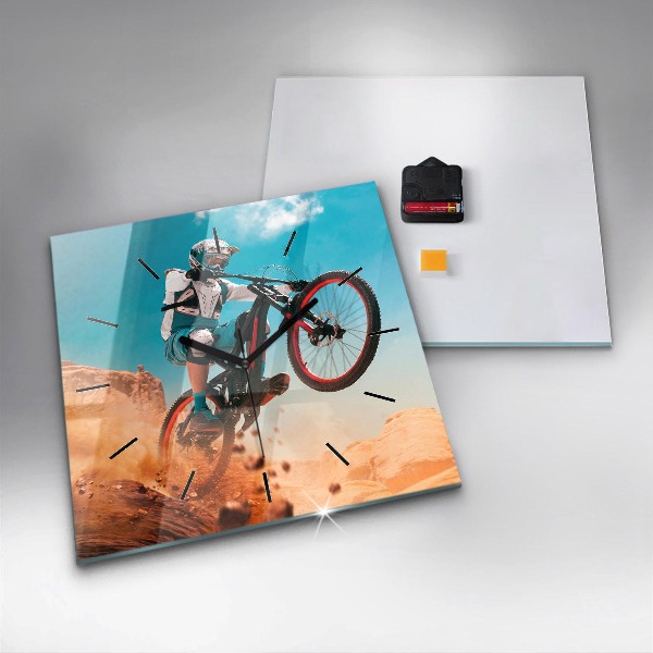 Square glass wall clock Stuntman and adrenaline