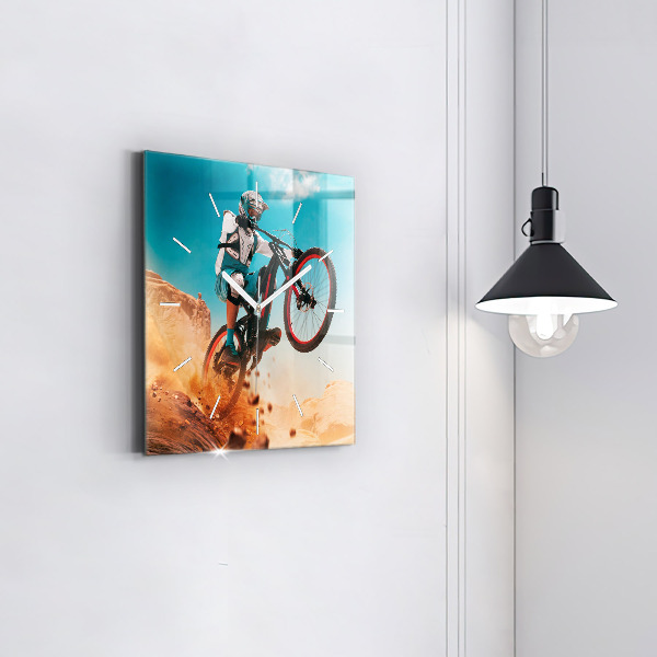 Square glass wall clock Stuntman and adrenaline
