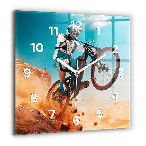 Square glass wall clock Stuntman and adrenaline