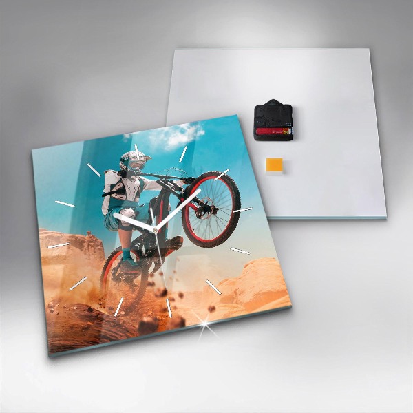 Square glass wall clock Stuntman and adrenaline