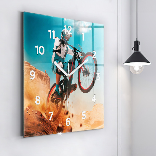 Square glass wall clock Stuntman and adrenaline