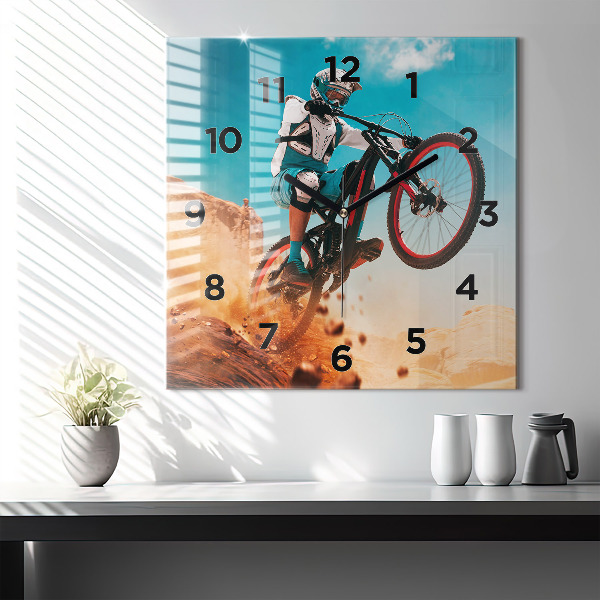 Square glass wall clock Stuntman and adrenaline