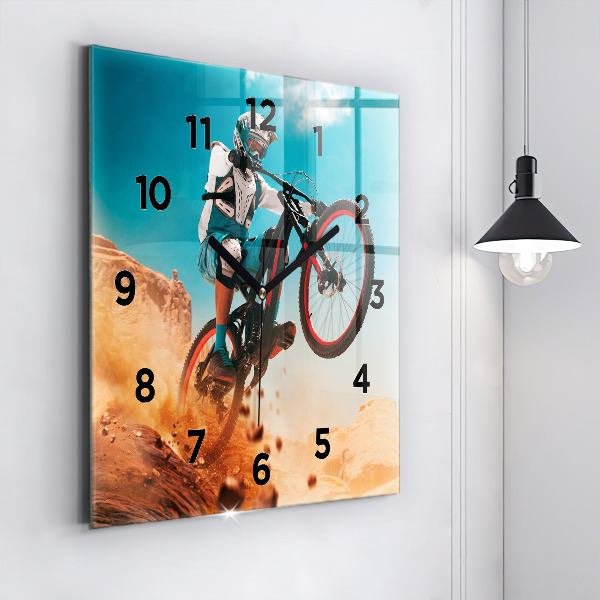 Square glass wall clock Stuntman and adrenaline