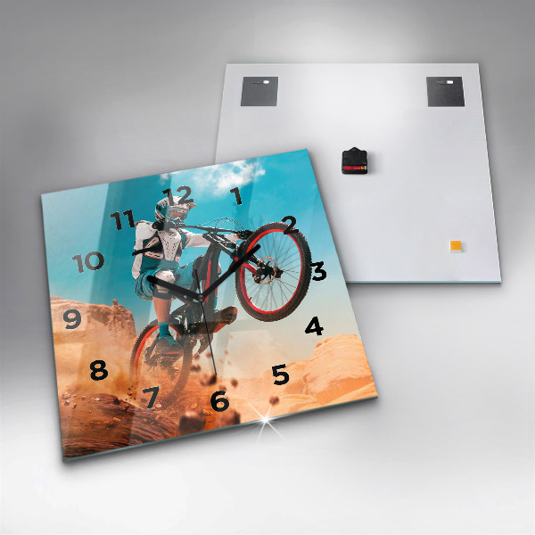 Square glass wall clock Stuntman and adrenaline