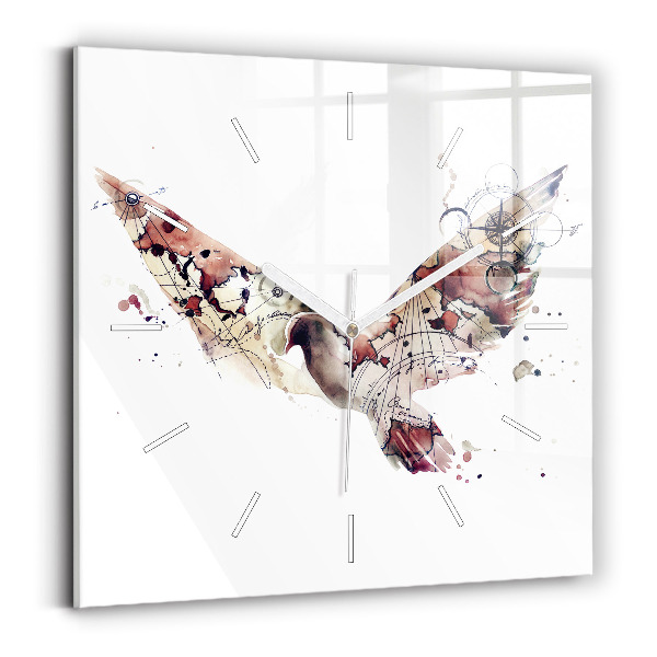 Square glass wall clock Abstract view