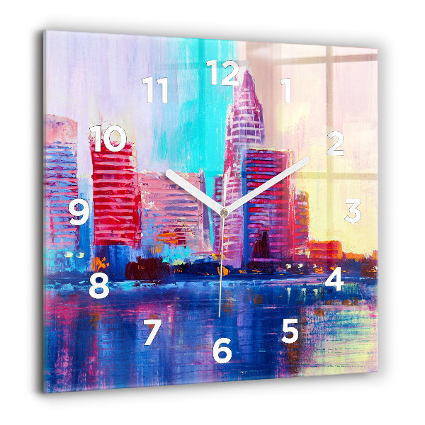 Square glass wall clock Skyscraper abstraction