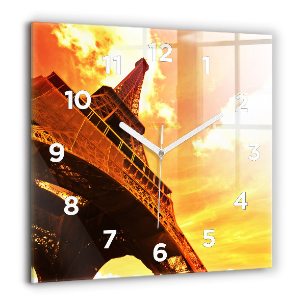 Square glass wall clock The Eiffel Tower in Paris