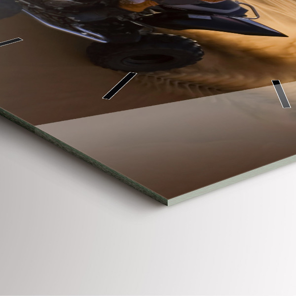 Square glass wall clock Quad in the desert