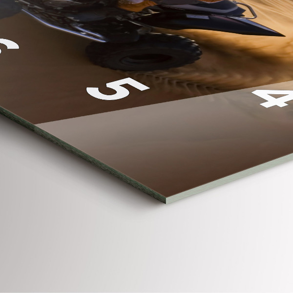 Square glass wall clock Quad in the desert