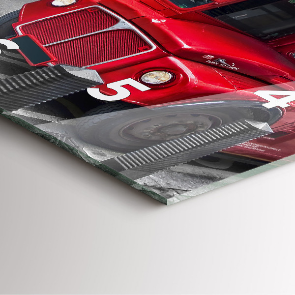 Square glass wall clock Red double-decker bus