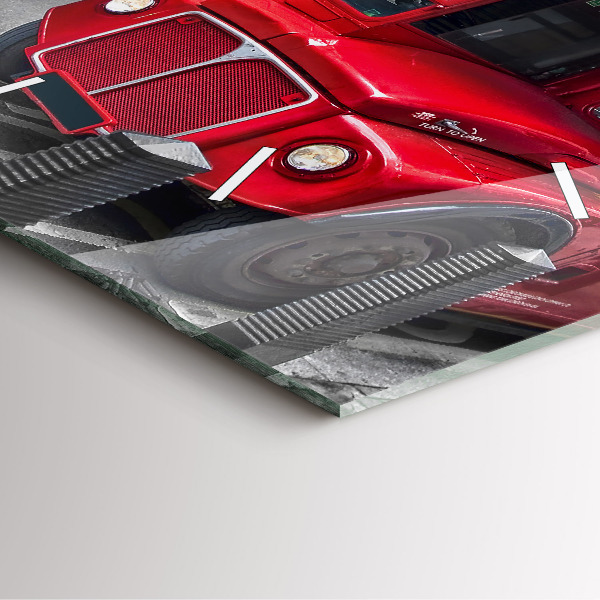 Square glass wall clock Red double-decker bus