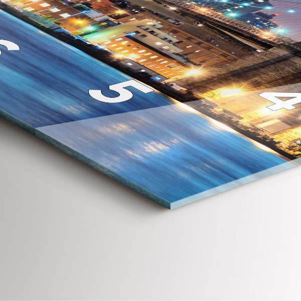 Square glass wall clock Brooklyn Bridge and East River