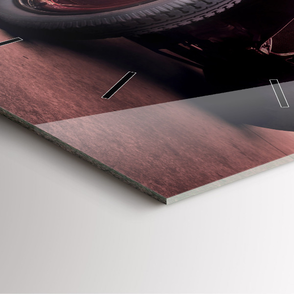 Square glass wall clock Vintage car