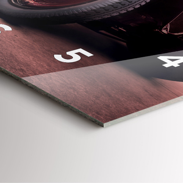 Square glass wall clock Vintage car