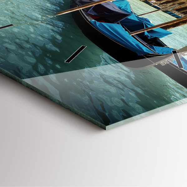Square glass wall clock Gondolas Venice Italy