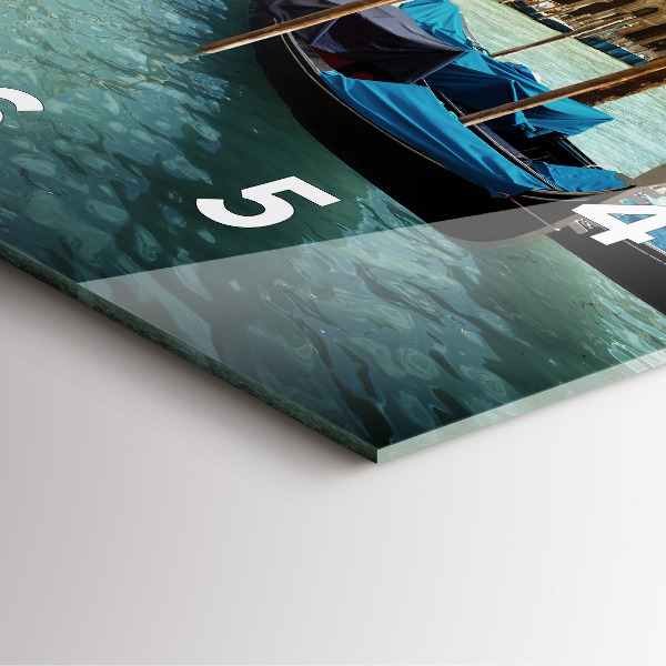 Square glass wall clock Gondolas Venice Italy