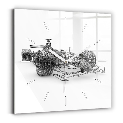 Square glass wall clock F1 car design