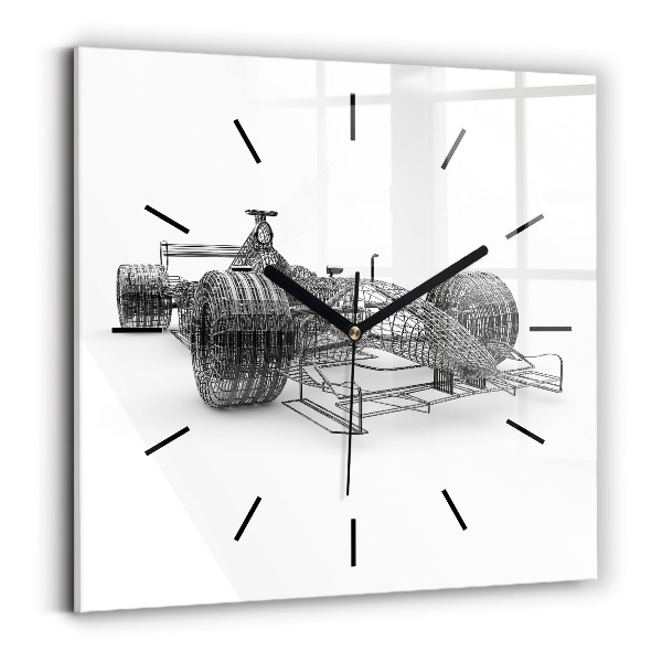 Square glass wall clock F1 car design