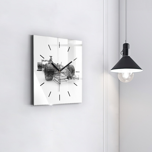 Square glass wall clock F1 car design