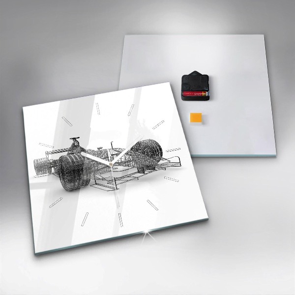 Square glass wall clock F1 car design