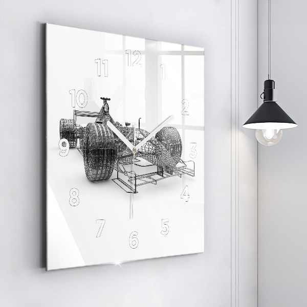 Square glass wall clock F1 car design