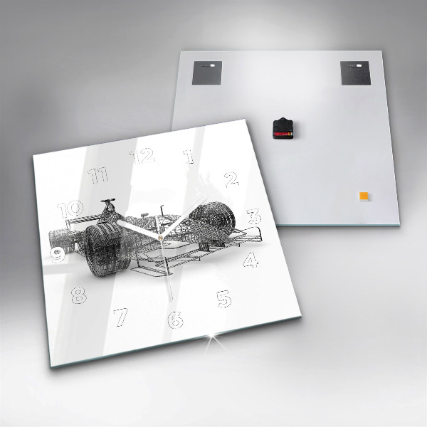 Square glass wall clock F1 car design