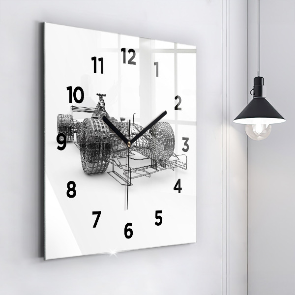 Square glass wall clock F1 car design