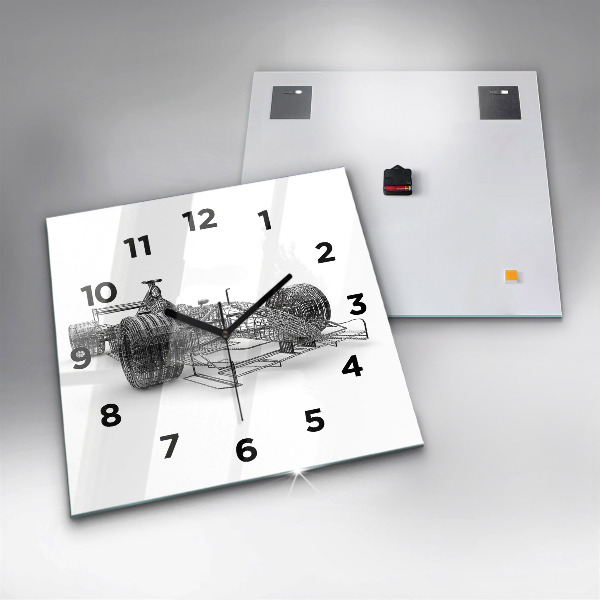 Square glass wall clock F1 car design