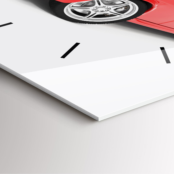 Square glass wall clock Sports car