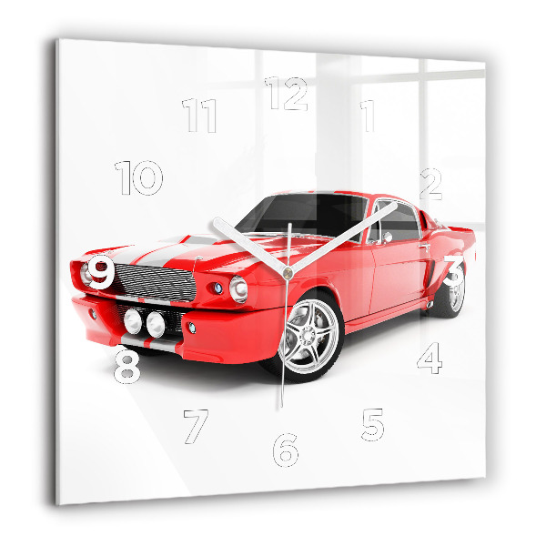 Square glass wall clock Sports car