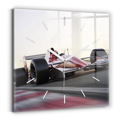 Square glass wall clock Sports racing car