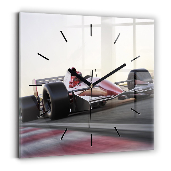 Square glass wall clock Sports racing car