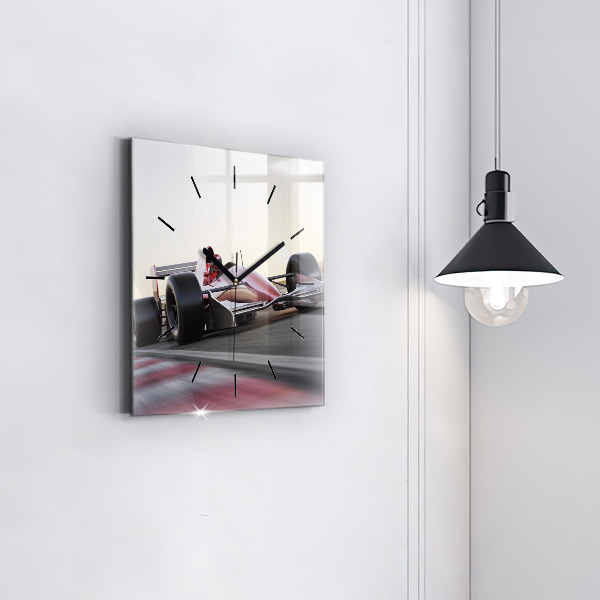 Square glass wall clock Sports racing car