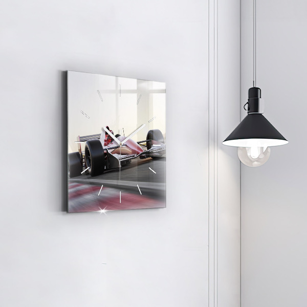 Square glass wall clock Sports racing car