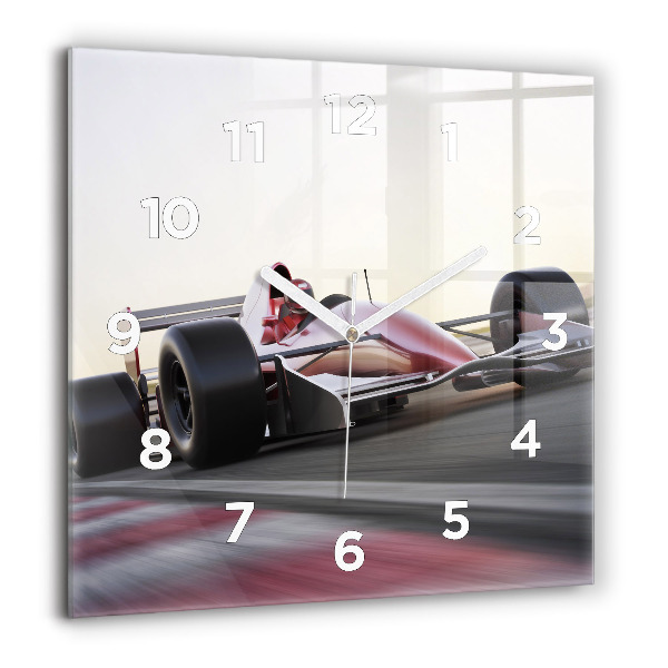 Square glass wall clock Sports racing car
