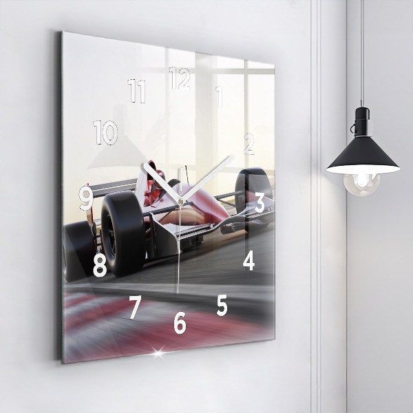 Square glass wall clock Sports racing car