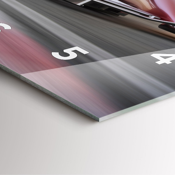 Square glass wall clock Sports racing car